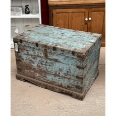 Lovely Vintage Rustic Painted Teak Blanket Box Lovely Vintage Rustic Painted Teak Blanket Box