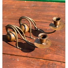 Beautiful Art Nouveau Brass & Copper German Candle Holder Pair Beautiful Art Nouveau Brass & Copper German Candle Holder Pair