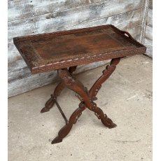 Vintage Carved Hardwood Chinese Tray Folding Table Vintage Carved Hardwood Chinese Tray Folding Table