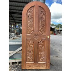Reclaimed Heavily Carved Iroko Arched Front Door Reclaimed Heavily Carved Iroko Arched Front Door