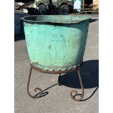 Beautiful Reclaimed Riveted Copper Planter On Stand Beautiful Reclaimed Riveted Copper Planter On Stand