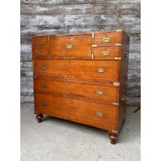 Antique Large 19th Century Teak Campaign Chest Antique Large 19th Century Teak Campaign Chest