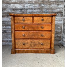 Antique Victorian Burr Walnut Chest Of Drawers With Columns Antique Victorian Burr Walnut Chest Of Drawers With Columns