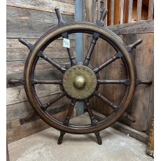 Beautiful Antique Brass & Hardwood Ships Wheel Beautiful Antique Brass & Hardwood Ships Wheel