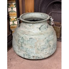 Vintage Patinated Large Copper Pot Urn Vintage Patinated Large Copper Pot Urn
