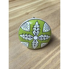 Green Floral Round Ceramic Knob Green Floral Round Ceramic Knob