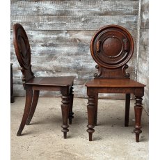 Antique 19th Century English Oak Hall Chairs Antique 19th Century English Oak Hall Chairs