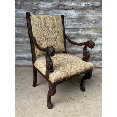 Antique Victorian Oak Gothic Large Armchair Antique Victorian Oak Gothic Large Armchair