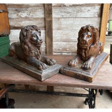 Rare Pair Of Victorian Salt Glazed Stoneware Lions Rare Pair Of Victorian Salt Glazed Stoneware Lions