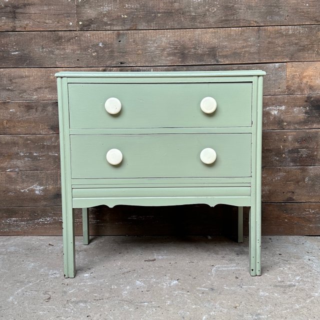 Vintage Rustic Painted Raised Chest Of Drawers
