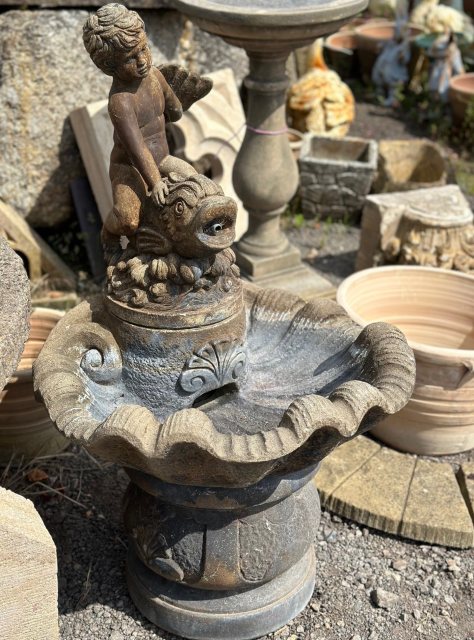 Beautifully Weathered Cherub Fountain