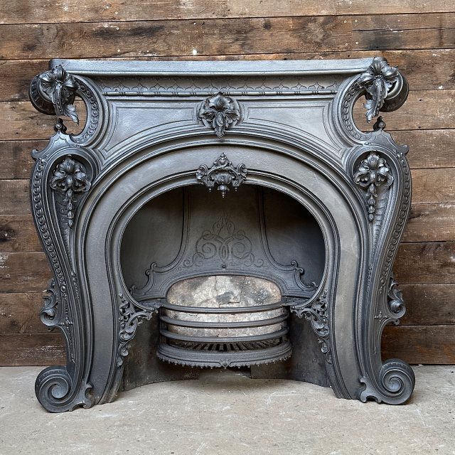 Magnificent Rococo Revival Victorian Cast Iron Fireplace C1850