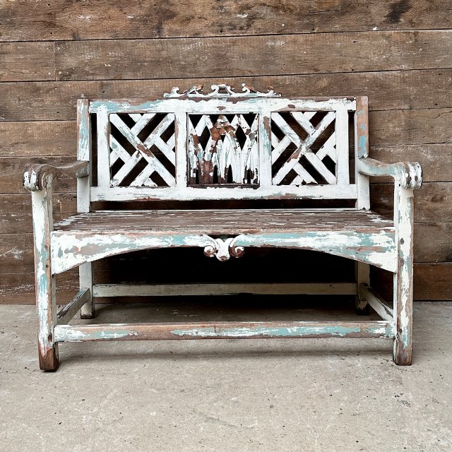 Fantastic Vintage Rustic Teak Garden Bench