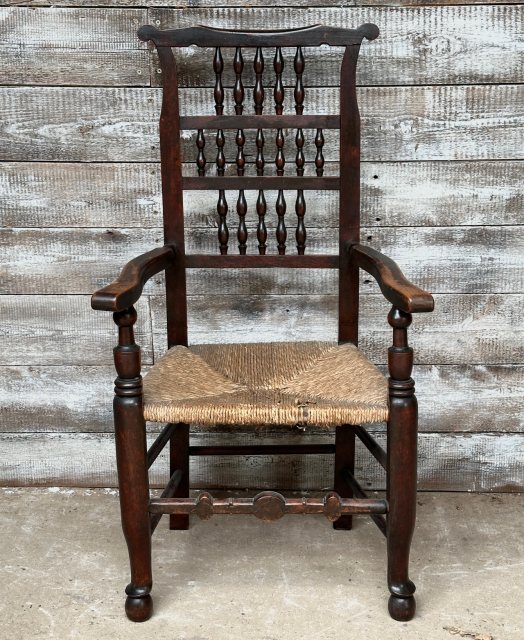 Antique 19th Century Lancashire Spindle Back Elm Armchair