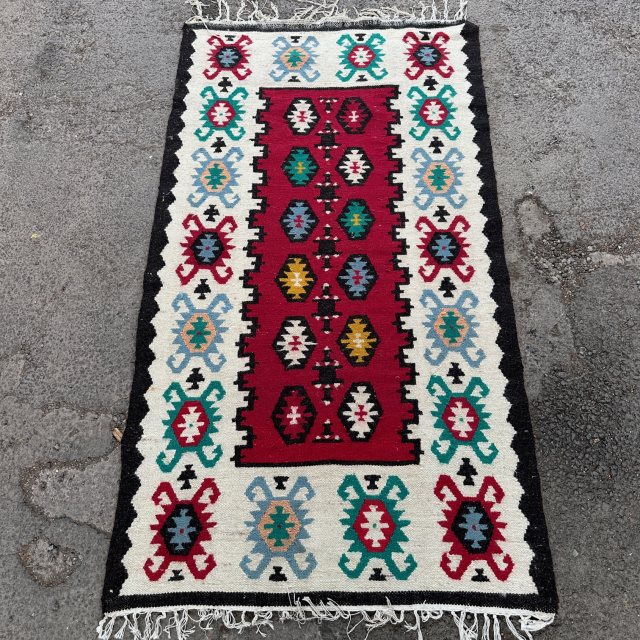 Vintage Geometric European Rug