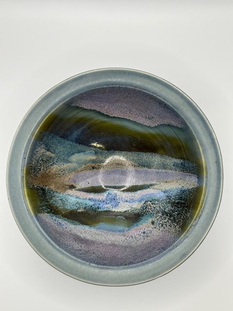 Vintage Studio Pottery Bowl (Blue & Purple)