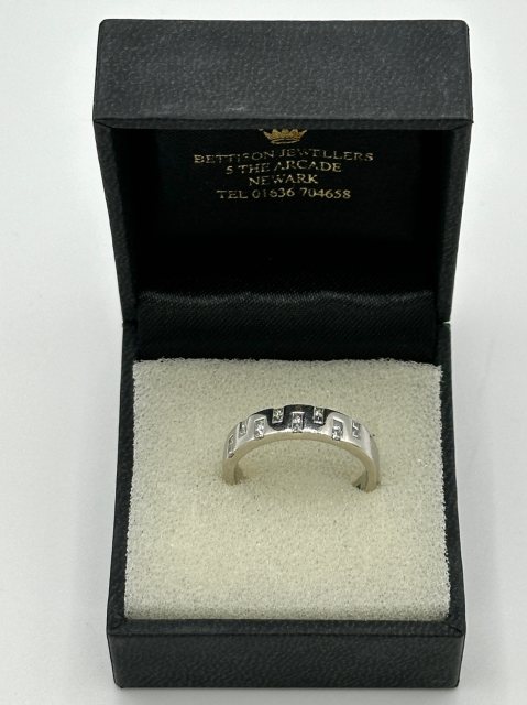 Vintage Platinum Set Princess Cut Diamond Band Ring