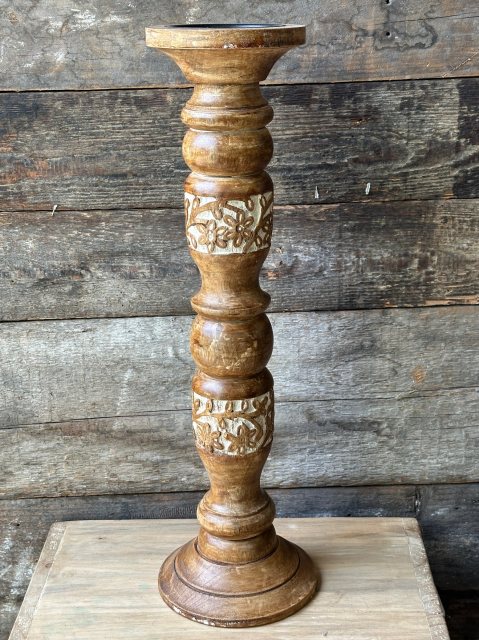 Large Carved Hardwood Candlestick