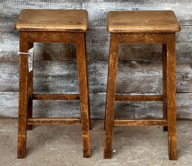 Antique Arts & Crafts Elm And Pine Stools