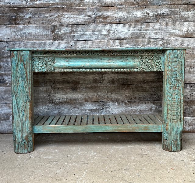 Fabulous Rustic Painted Solid Teak Sideboard