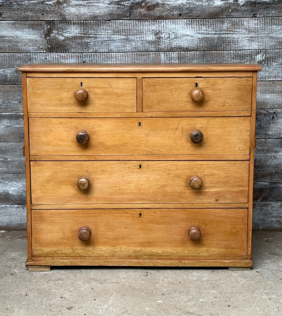 Stunning Large Antique Waxed Pine Chest Of Drawers