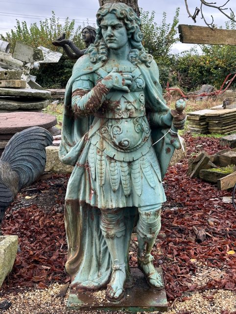 Fantastic Rustic Painted Cast Iron Statue Of Roman General