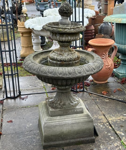 Vintage 1950's Large Composite Stone Garden Fountain