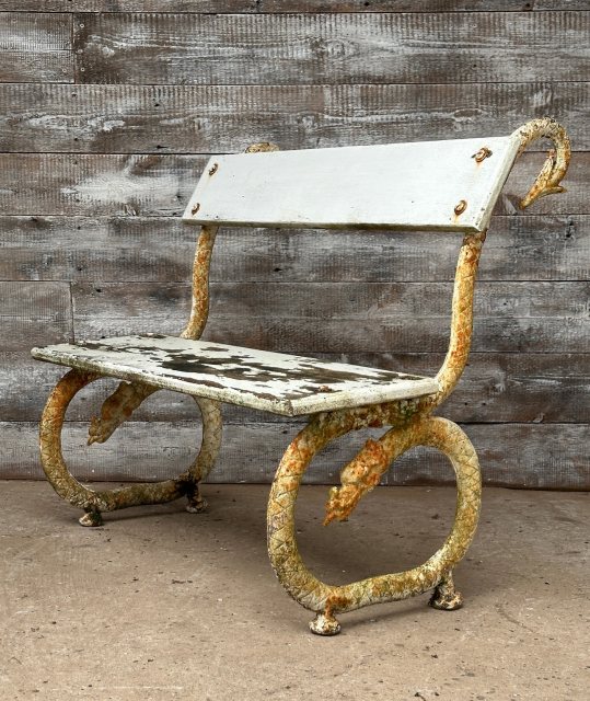 Antique 19th Century Dragon Ended Garden Bench