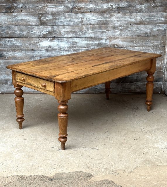 Antique Victorian Farmhouse Rustic Pine Dining Table