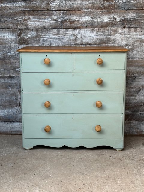 Antique Painted Victorian Pine Chest Of Drawers