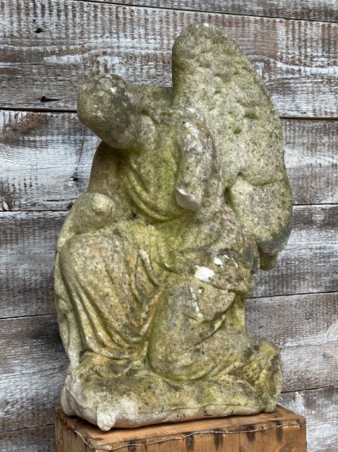 Fabulous Antique 19th Century Carved Marble Angel Statue