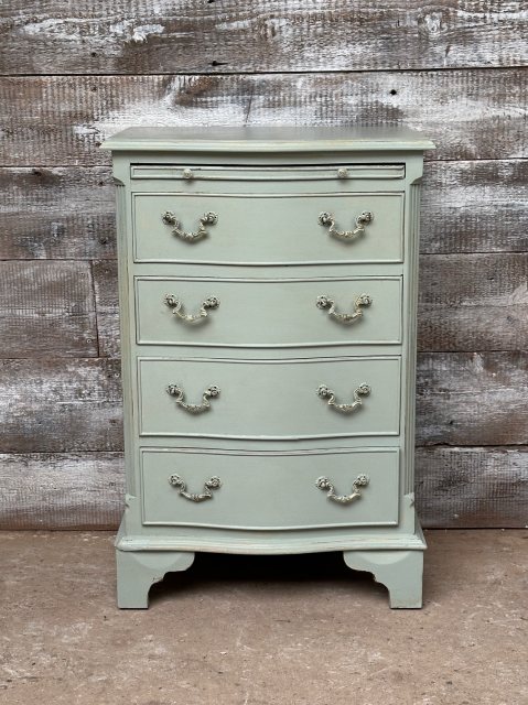 Fabulous Antique Serpentine Fronted Bedside Painted Chest Of Drawers