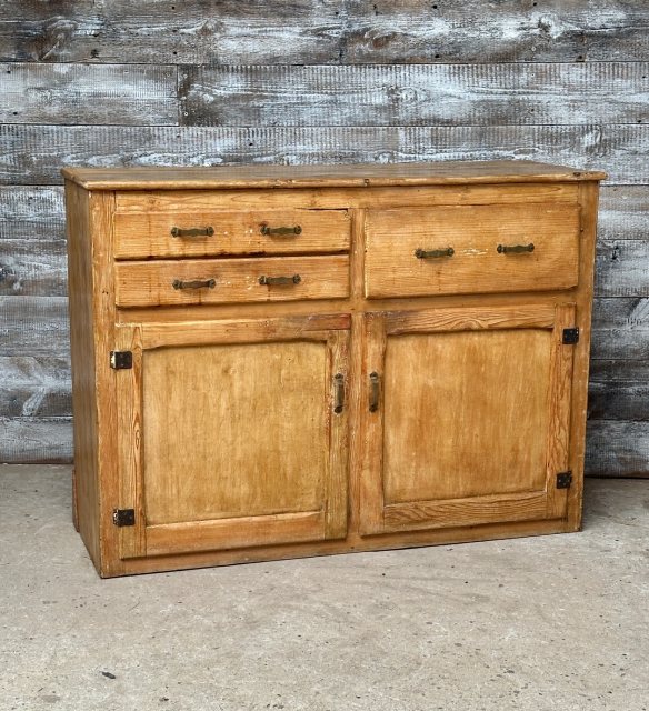 Rustic Antique Edwardian Farmhouse Waxed Pine Sideboard