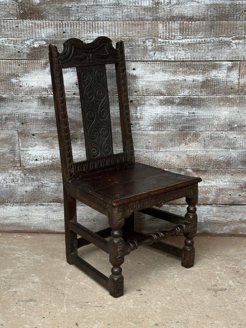 Rare & Unusual Antique Elizabethan Carved Oak Hall Chair