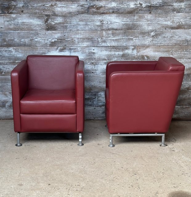 Mid Century Style Leatherette Tub Chairs