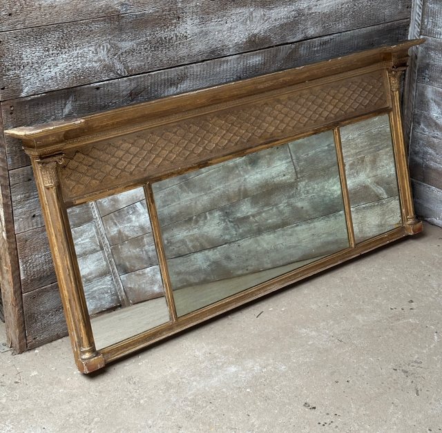 Antique Georgian Gilt Wood Overmantle Mirror