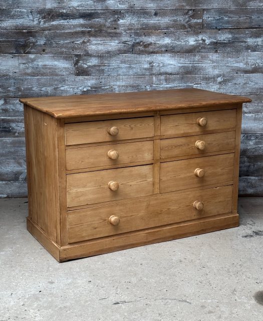 Unusual & Rare Vintage Large Waxed Pine Farmhouse Chest Of Drawers