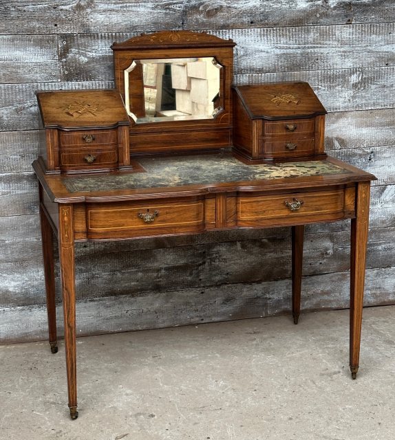 Fantastic Antique Edwardian Inlaid Walnut Veneer Desk