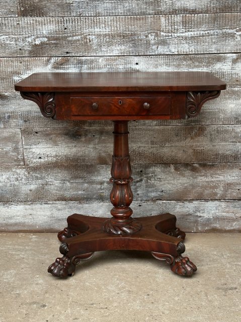 Vintage Carved Mahogany Side Table