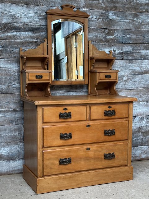 Fantastic Vintage Art Nouveau Style Waxed Pine Washstand