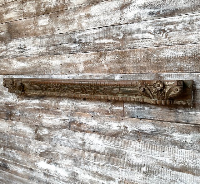 Vintage Indian Carved Teak Mantle Shelf