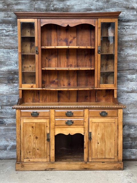 Beautiful Art Nouveau Waxed Pine Glazed Dresser