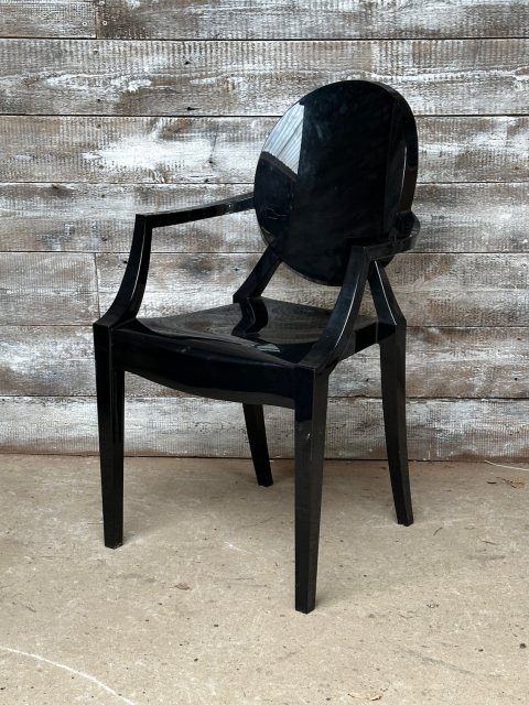 Vintage Louis Ghost Jet Black Armchair By Kartell