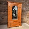 Vintage Solid Pine Mirror Front Wardrobe