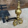 Antique 19th Century Cast Iron & Brass Fire Grate