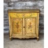 Fabulous Rustic Hand Painted Pine Serpentine Cabinet