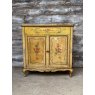 Fabulous Rustic Hand Painted Pine Serpentine Cabinet