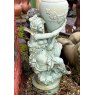 Fantastic Painted Cast Iron Girl With Jug Statue