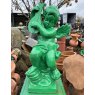 Painted Cast Iron Cherub With Violin On Plinth Statue