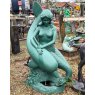 Impressive Large Painted Cast Iron Girl With Dolphin Statue